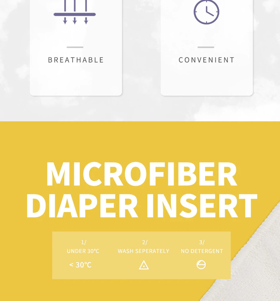 Drop Shipping! Happyflute Washable Reusable Baby Cloth Diapers Nappy Inserts Microfiber 3 Layers
