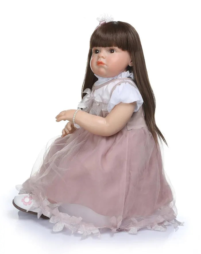 NPK 70cm Reborn Toddler Doll Sticked Hair Wig 28inch Silicone Realistic Reborn Baby Dolls Hair Wig DIY Doll Accessory
