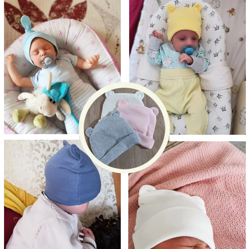Cute Baby Hat Newborn Beanie Cotton Soft Elastic Baby Cap for Girls Boy Hats Newborn Photography Props Infant Bonnet Accessories