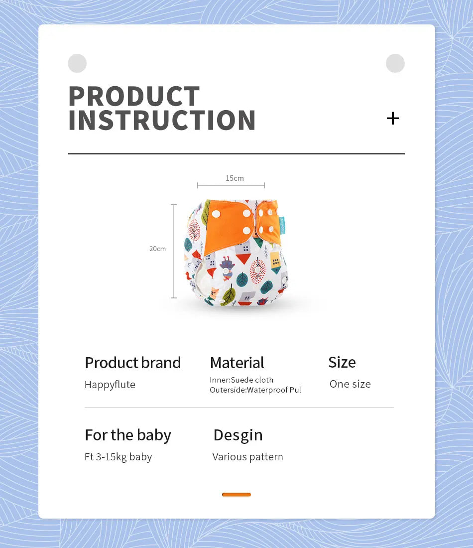 Happyflute 4pcs/Set Washable Eco-Friendly Cloth Diaper Cover Adjustable Nappy Reusable Cloth Diapers Cloth Nappy fit 3-15kg Baby