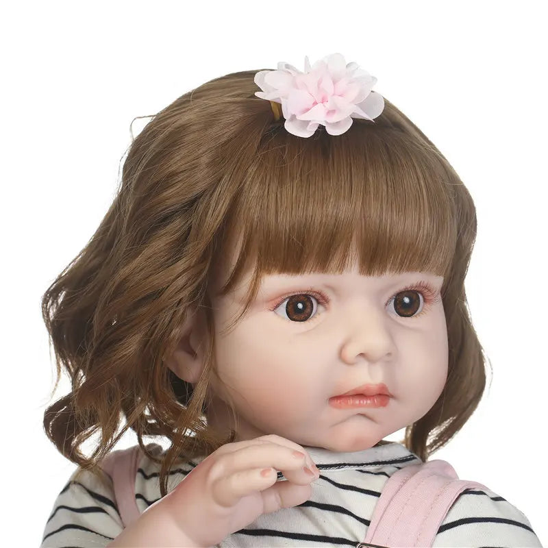 NPK 70cm Reborn Toddler Doll Sticked Hair Wig 28inch Silicone Realistic Reborn Baby Dolls Hair Wig DIY Doll Accessory