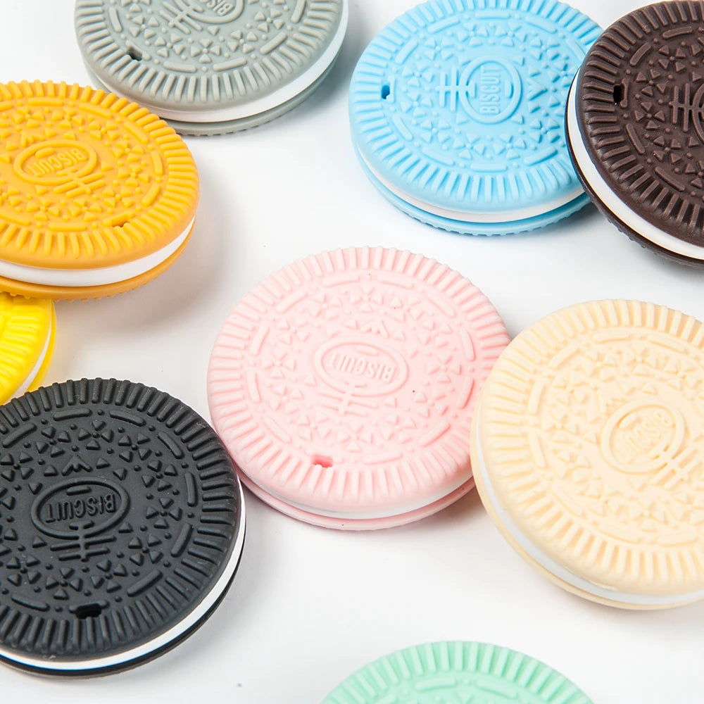 Cute-idea 1pc silicone cookies teether BPA FREE baby nusring pacifier Food Grade teething handmade DIY Accessory Baby product