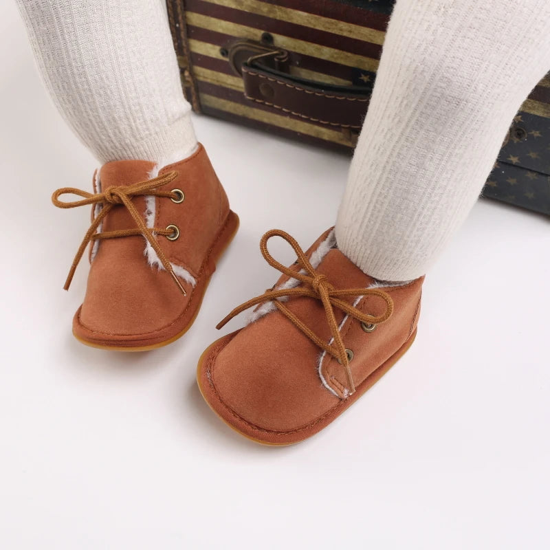 0-18M For Newbor Winter Baby Boots For Boys And Girls Walking Shoes With Lace Up Comfortable And Soft for Pre-School Children