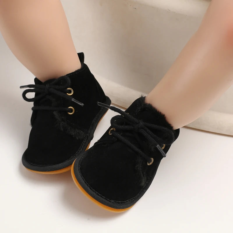 0-18M For Newbor Winter Baby Boots For Boys And Girls Walking Shoes With Lace Up Comfortable And Soft for Pre-School Children