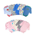 Baby Bodysuits Cotton Unisex Five Pack 3 To 24 Months Long-Sleeve