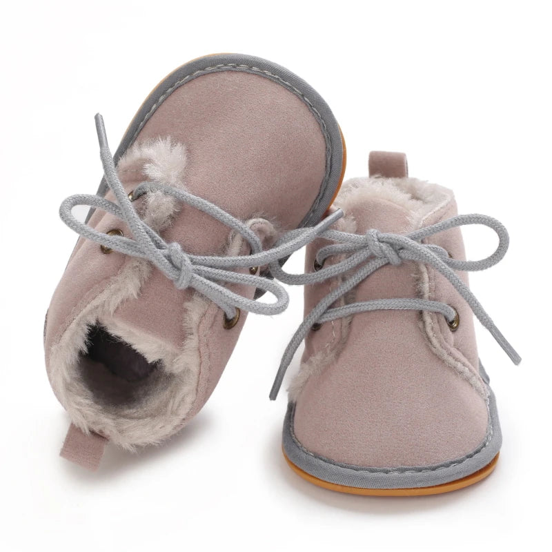 0-18M For Newbor Winter Baby Boots For Boys And Girls Walking Shoes With Lace Up Comfortable And Soft for Pre-School Children