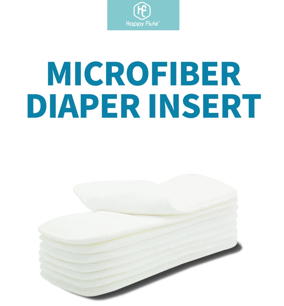 Drop Shipping! Happyflute Washable Reusable Baby Cloth Diapers Nappy Inserts Microfiber 3 Layers