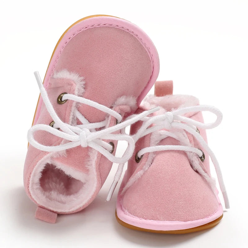 0-18M For Newbor Winter Baby Boots For Boys And Girls Walking Shoes With Lace Up Comfortable And Soft for Pre-School Children