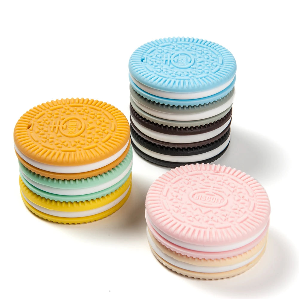 Cute-idea 1pc silicone cookies teether BPA FREE baby nusring pacifier Food Grade teething handmade DIY Accessory Baby product