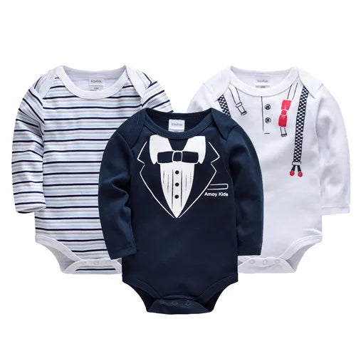 KAVKAS 6 Pack Baby Bodysuits Long Sleeve 100 Percent Cotton Unisex 0-12 Months Newborn Jumpsuit Clothing