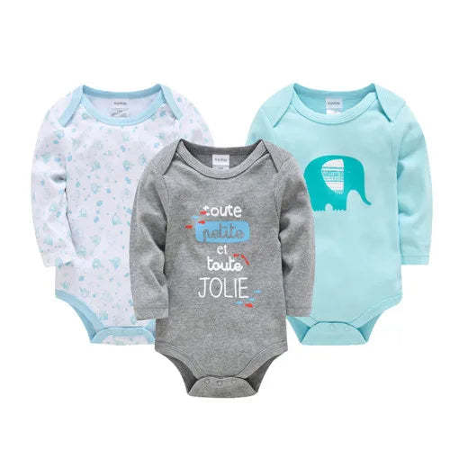 KAVKAS 6 Pack Baby Bodysuits Long Sleeve 100 Percent Cotton Unisex 0-12 Months Newborn Jumpsuit Clothing