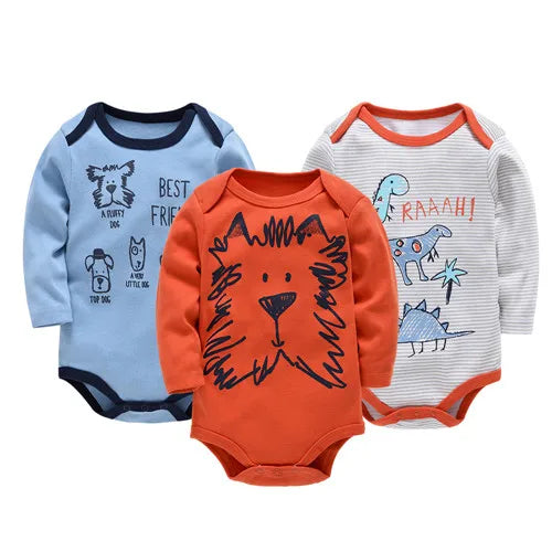 KAVKAS 6 Pack Baby Bodysuits Long Sleeve 100 Percent Cotton Unisex 0-12 Months Newborn Jumpsuit Clothing