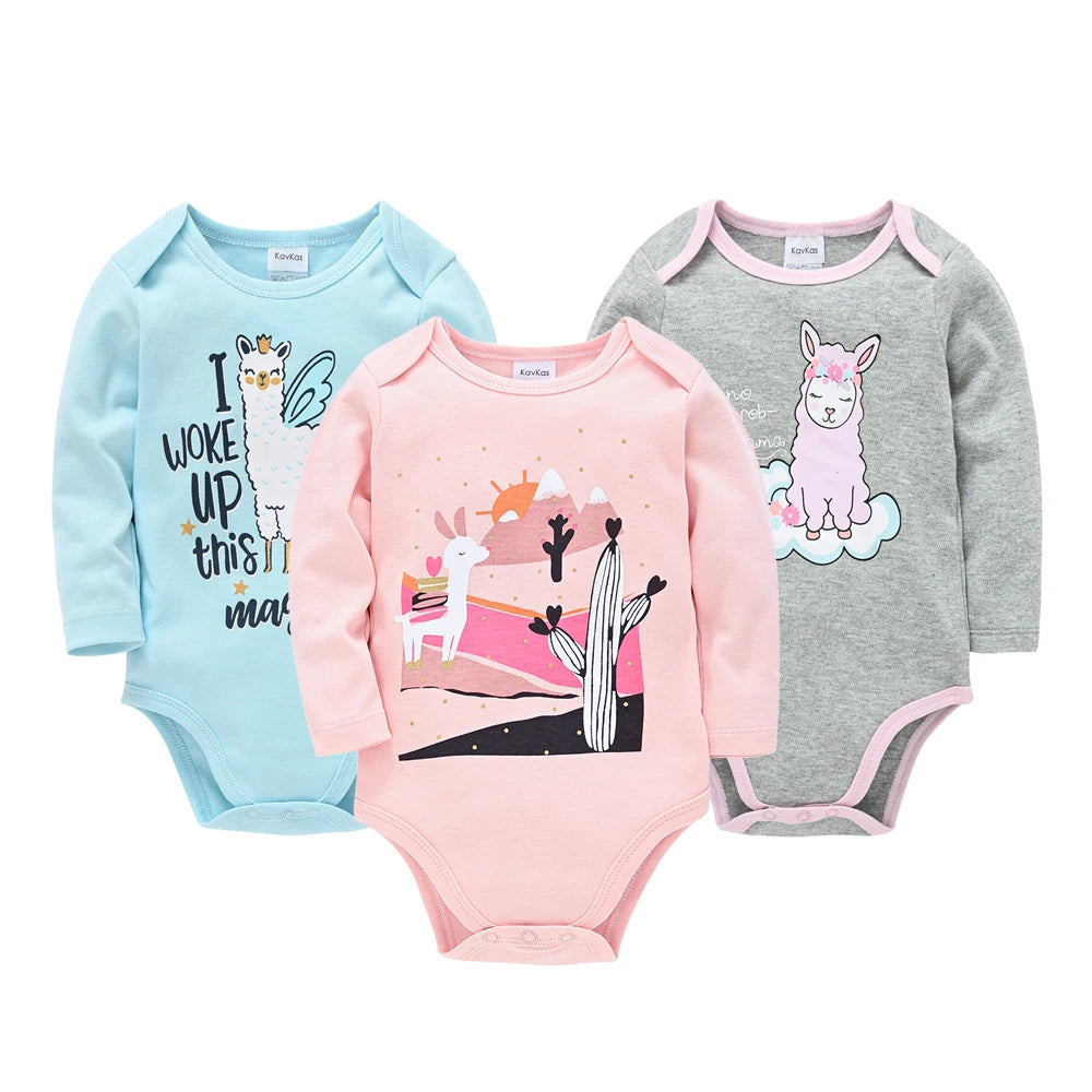 KAVKAS 6 Pack Baby Bodysuits Long Sleeve 100 Percent Cotton Unisex 0-12 Months Newborn Jumpsuit Clothing
