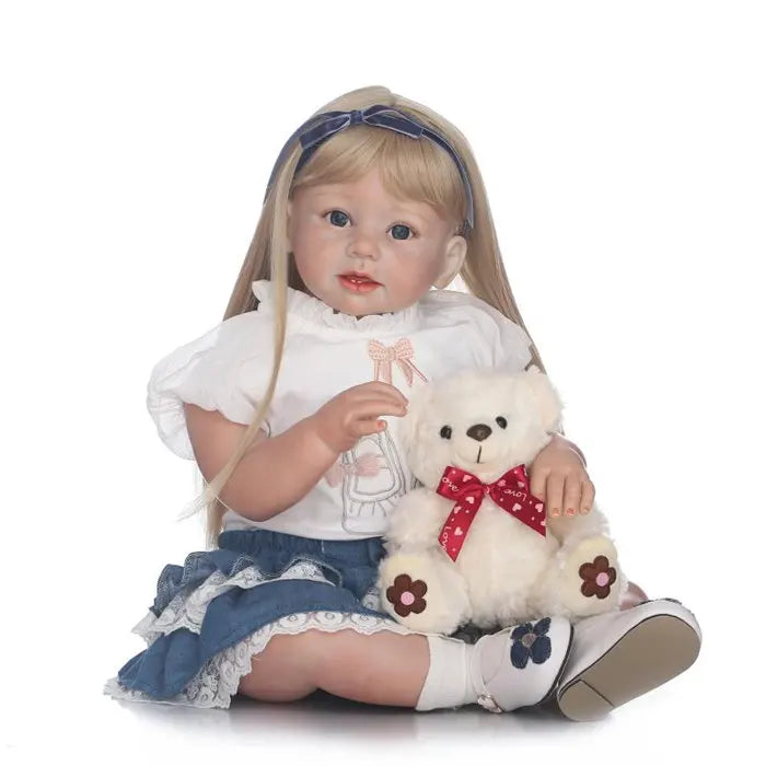 NPK 70cm Reborn Toddler Doll Sticked Hair Wig 28inch Silicone Realistic Reborn Baby Dolls Hair Wig DIY Doll Accessory