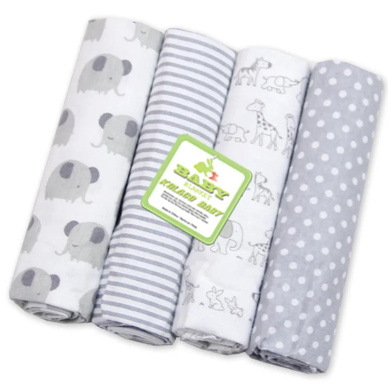 4Pcs Lot 100 Percent Cotton Muslin Flannel Baby Swaddles Soft Newborn Blankets Unisex Wraps