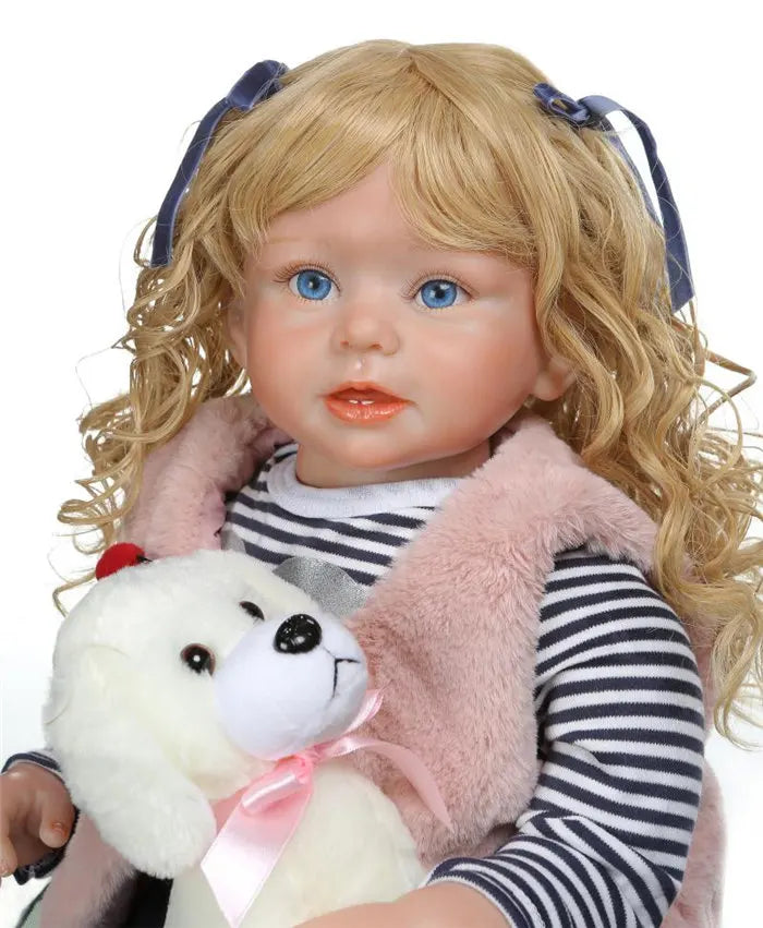 NPK 70cm Reborn Toddler Doll Sticked Hair Wig 28inch Silicone Realistic Reborn Baby Dolls Hair Wig DIY Doll Accessory