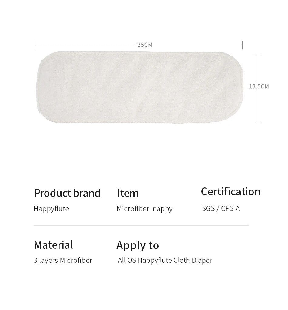 Drop Shipping! Happyflute Washable Reusable Baby Cloth Diapers Nappy Inserts Microfiber 3 Layers