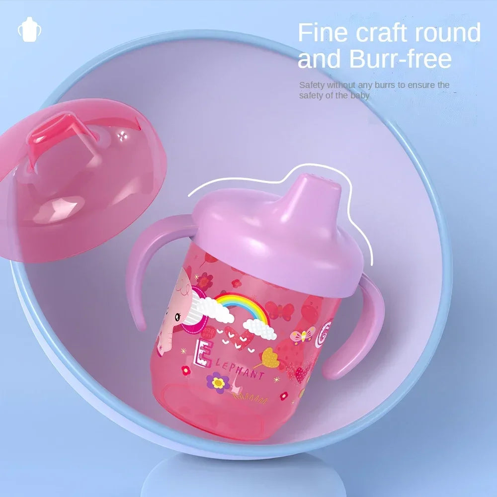 1PC Baby Anti-choking Straight Drinking Cup Special Learning Drinking Cup Duckbill Cup with Double Handle Flip Lid for Toddlers