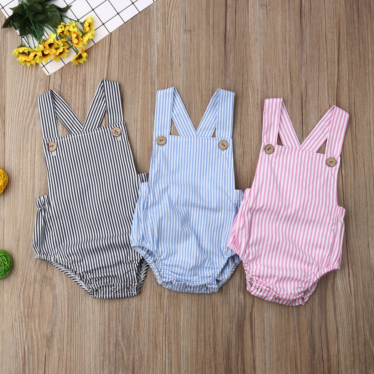 Baby Cotton Sleeveless Bodysuit – Summer Stripes & Solids, 3M–3Y