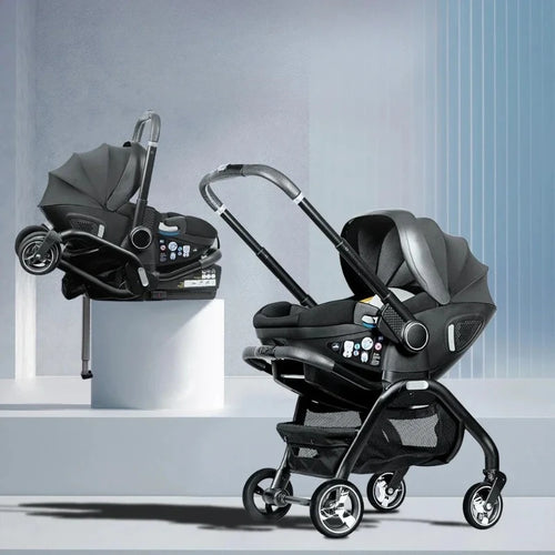All In One Newborn Baby Travel System With Sleeping Basket And Safety Seat Four Wheel Stroller