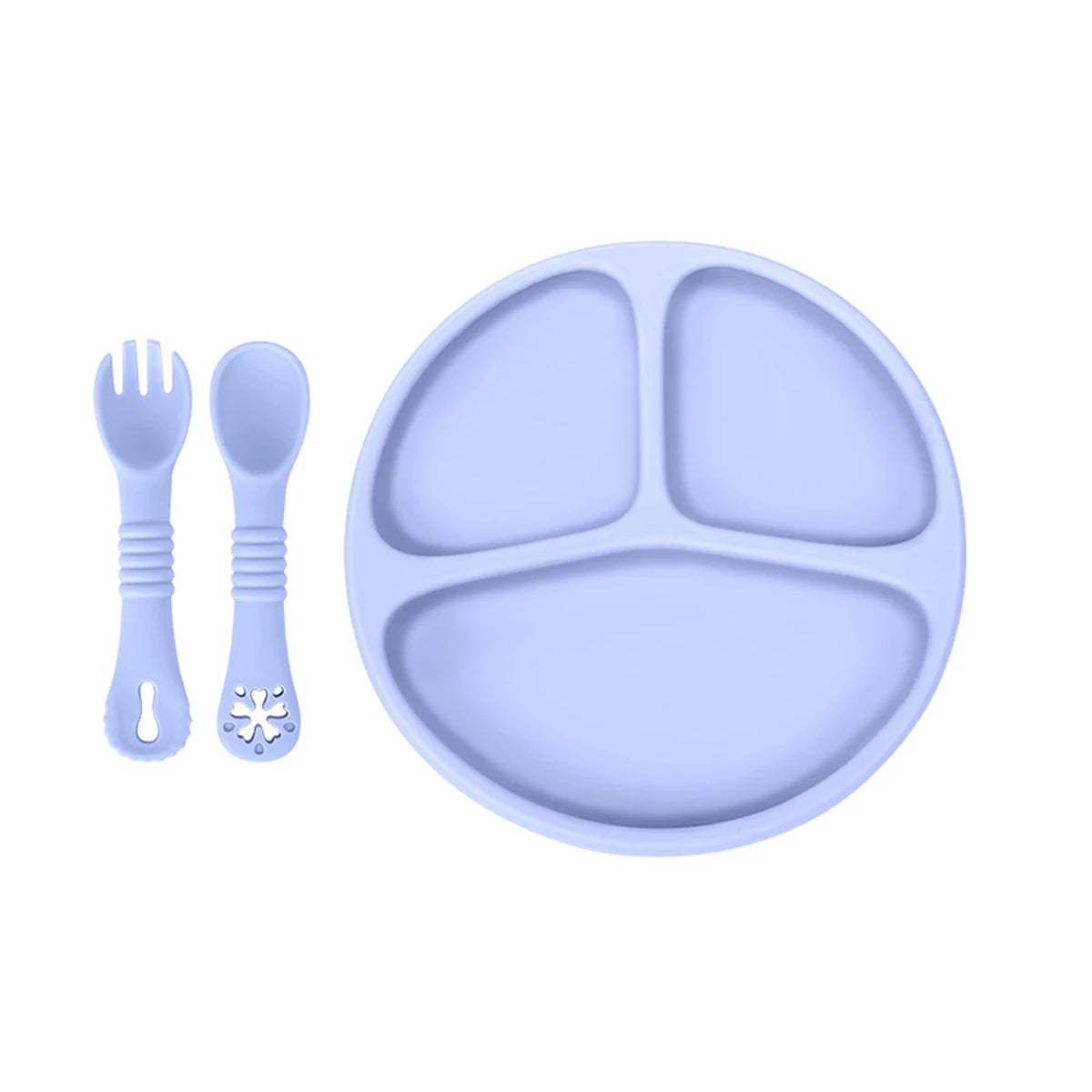 Feeding Set Silicone Divided Suction Plate Sticks To Smooth Tables