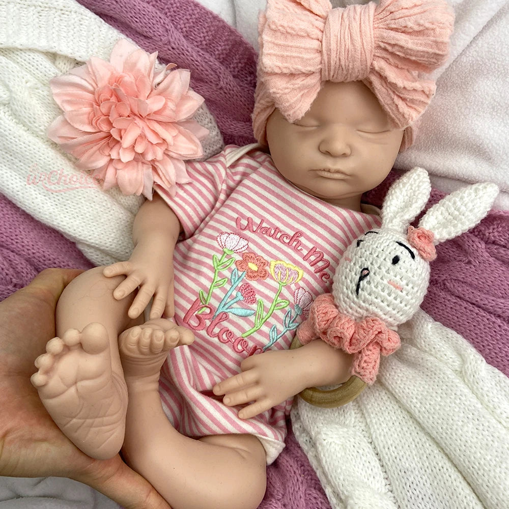 Newborn Silicone Baby Doll Full Body Weighted Hand Painted Reborn Doll Closed Eyes Lifelike Girl Collectibles DIY Reborne Artist