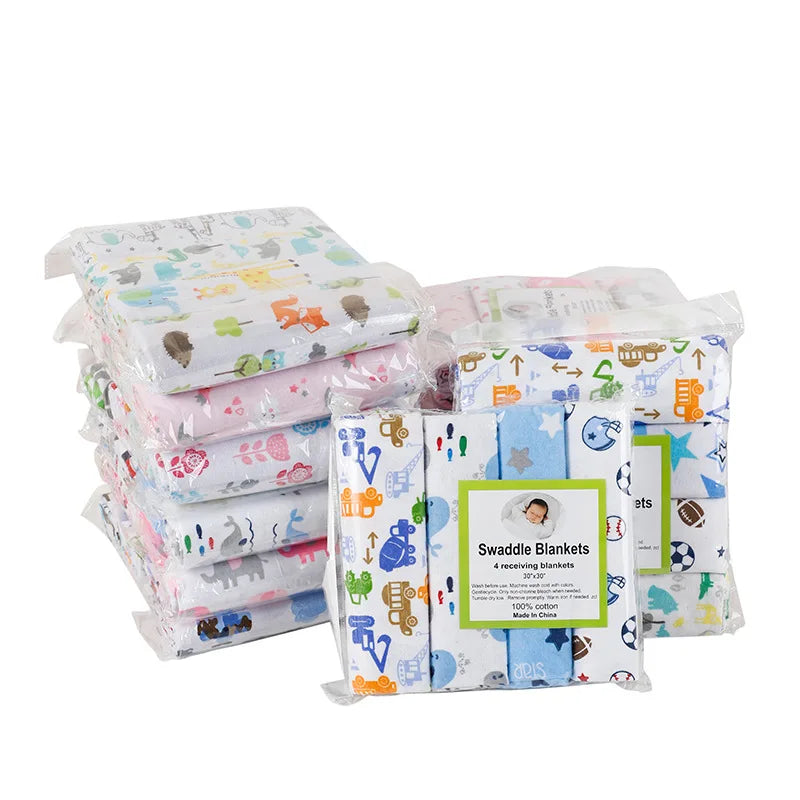 New Colors Cotton Baby Blanket Newborn 76x76cm Baby Bedsheet Supersoft Flannel Diapers New Born Blanket Swaddle 4pcs/pack