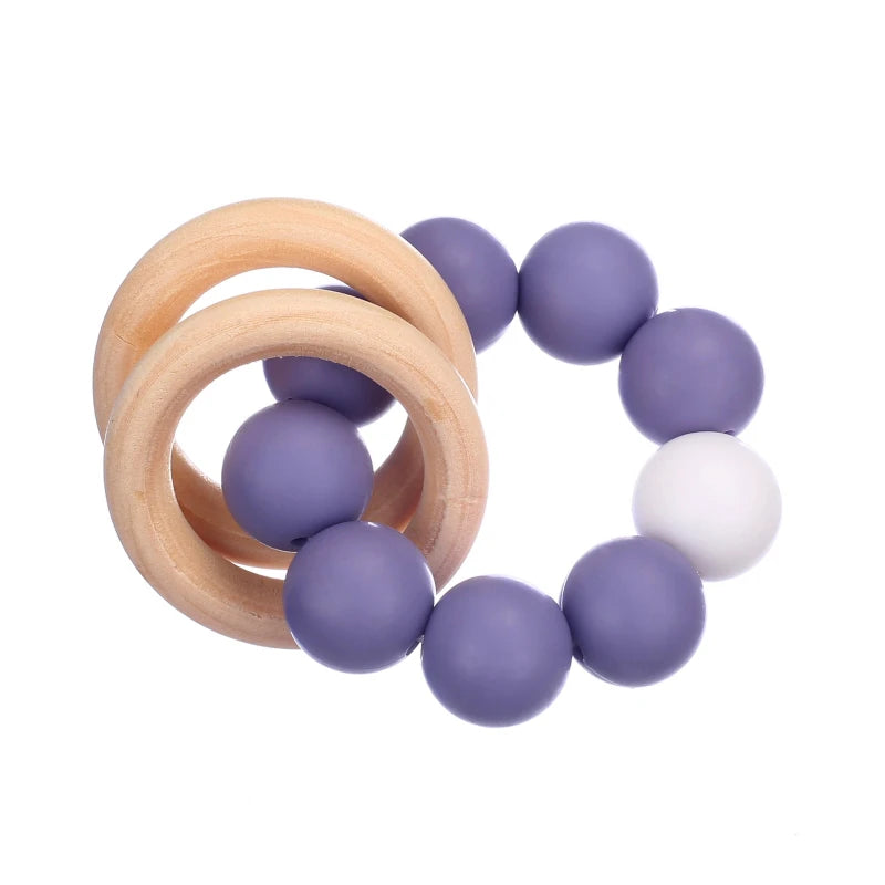 Wearable Teether Bracelet Wooden and Silicone Multicolour BPA Free
