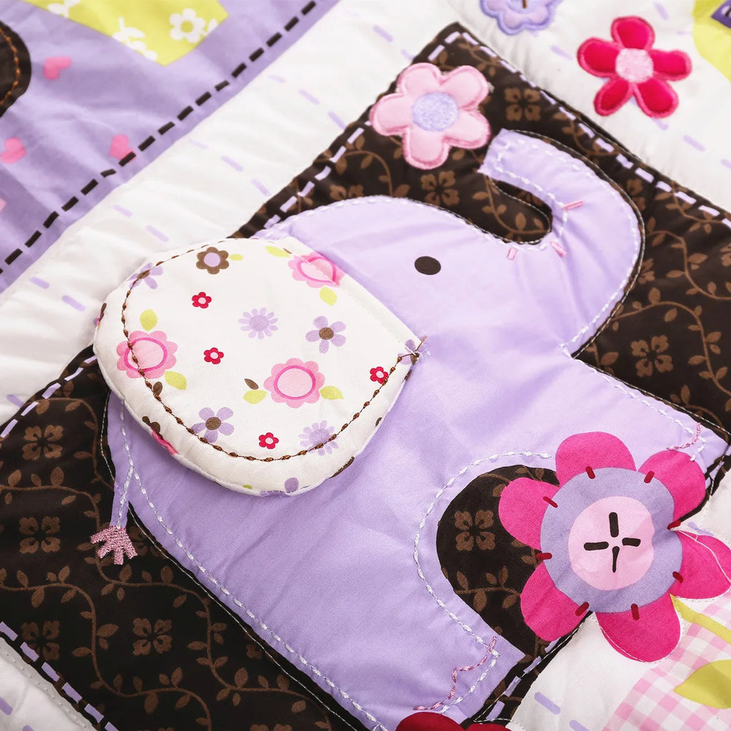 Soft Crib Bedding Set Baby Girl Nursery Crib Sets for Girls Standard Size 3Piece Comforter Fitted Sheet Crib Skirt