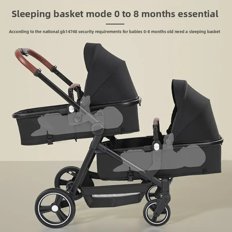 3in1 Twins baby stroller with car seat Lightweight small folded carry on baby carriage multifunctional baby strollers