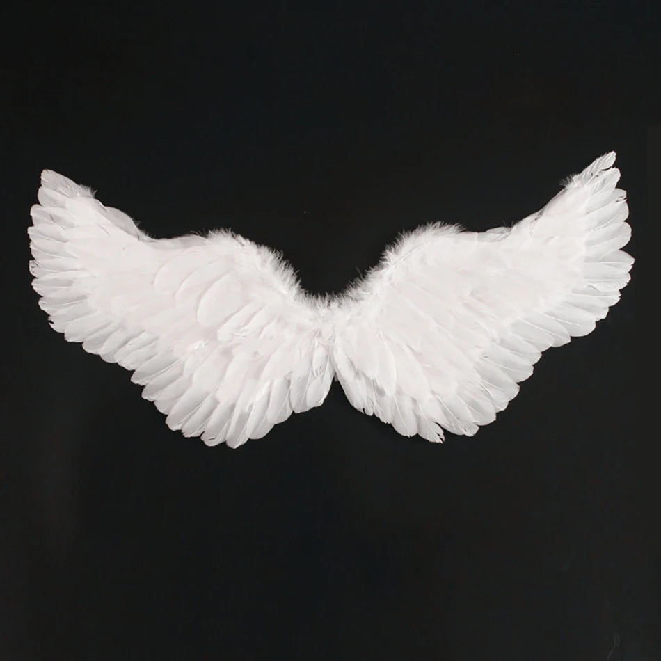 Faux Feather Angel Wings For Kids Halloween Cosplay Prop White Or Black Stage Accessory