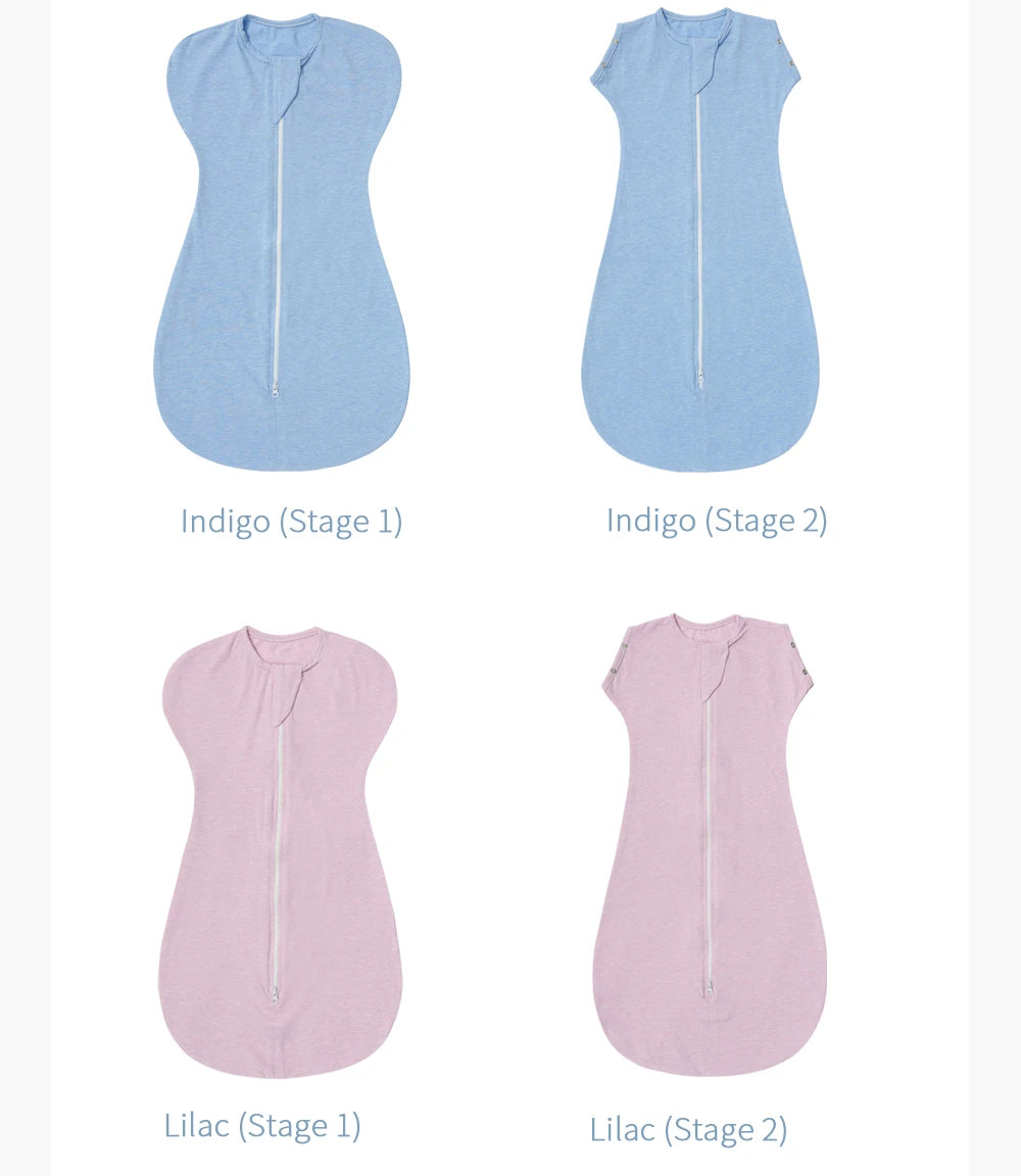 Baby Swaddle Sleeping Bag with Raised Hand, Anti-shock Swaddle Blanket, Double Zipper Sleepsacks, Newborn Baby Cotton Sleepwear