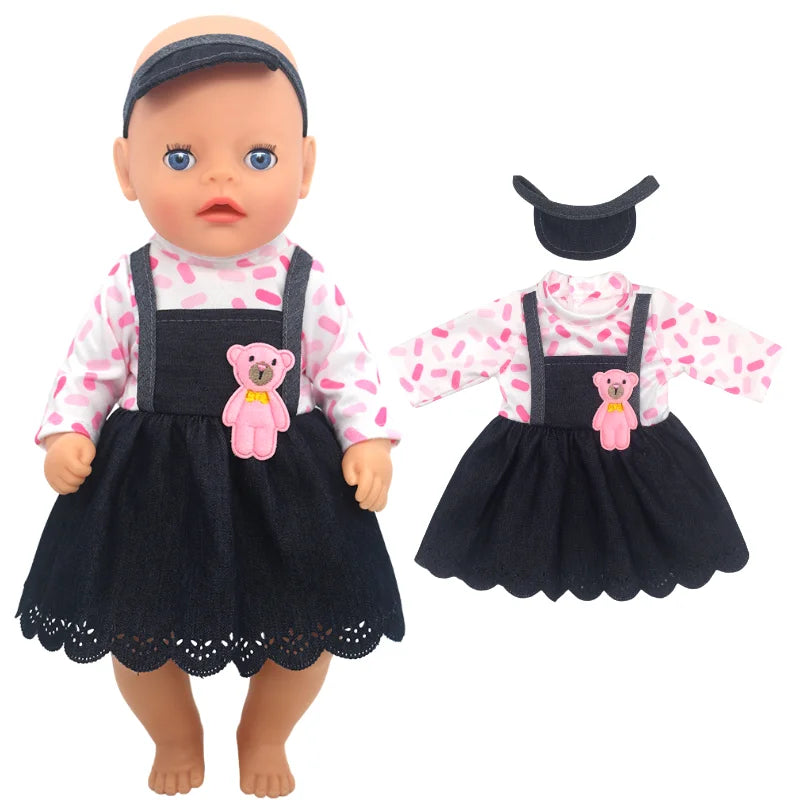 14 Inch Baby Doll Pink Dress 36cm Girl Doll Clothes Outfit Rompers Toys Clothing