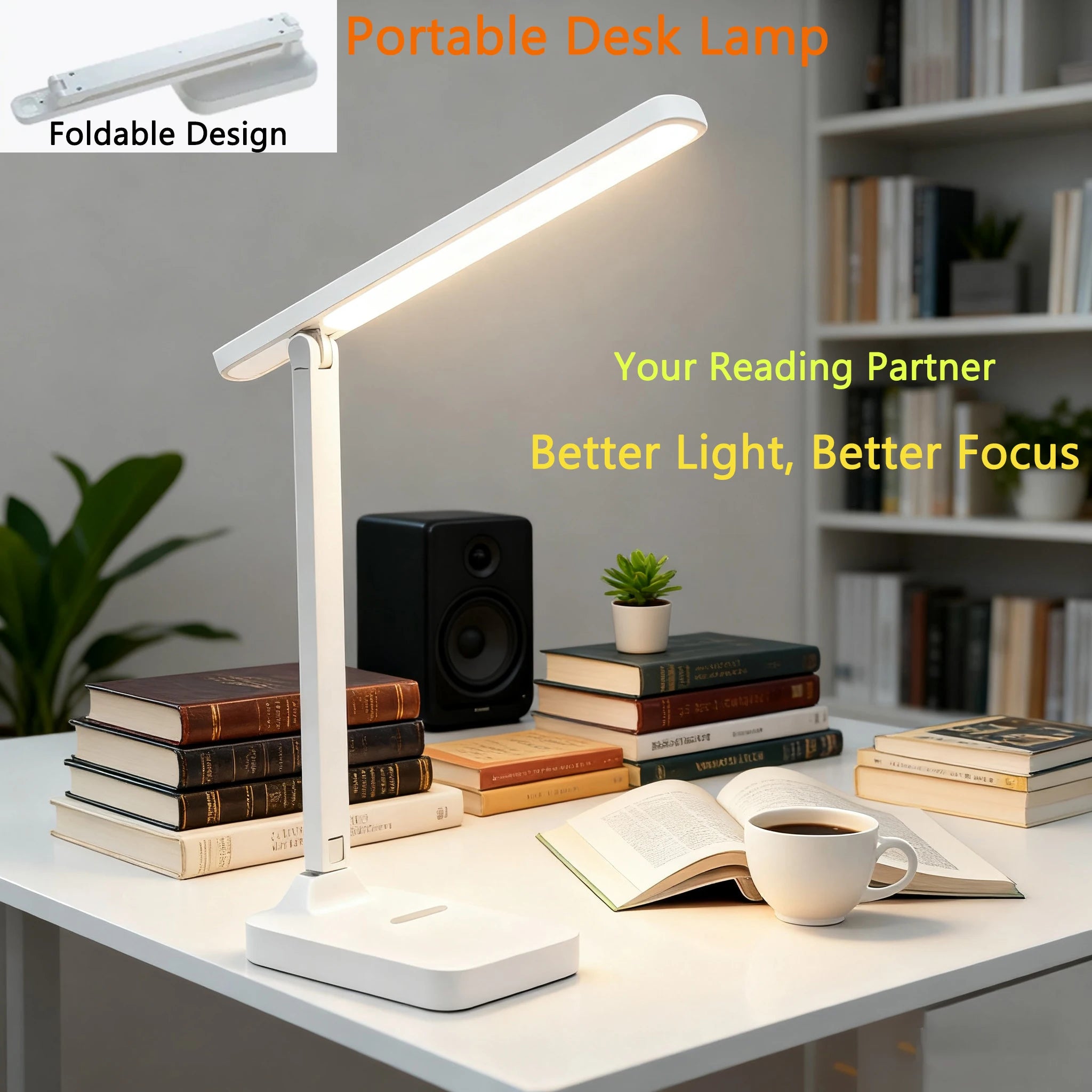 Plastic Desk Lamp With Eye Protection Foldable USB Dimming
