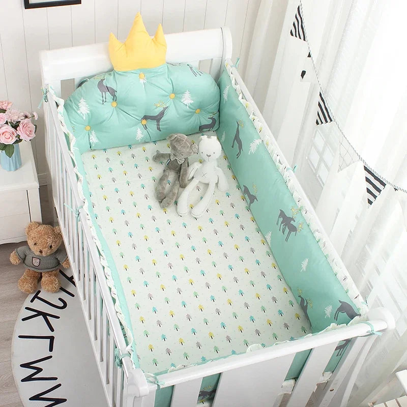 5pcs Nordic Crown Cushion Cot Bumpers Baby Bed Bedding Kit Baby Bedding Cotton Removable Washable Baby Crib Side Protector Set