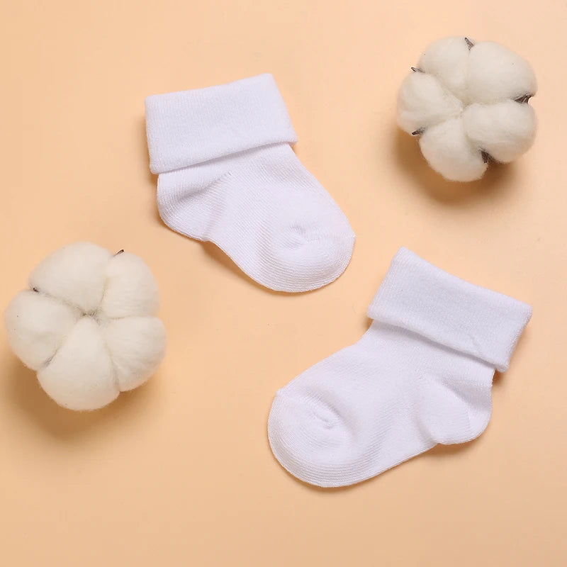 4 Pairs of Cute Lace Cotton Baby Socks 0-1 Years Old Boys and Girls Short Socks Newborn White