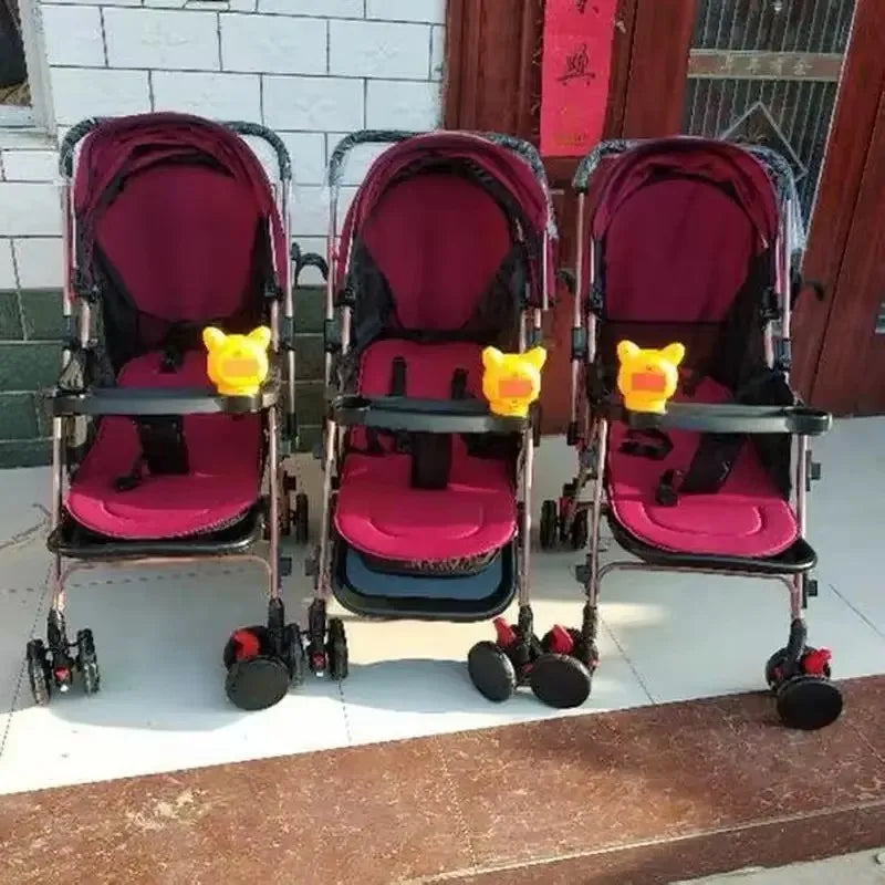 3 Baby Stroller With Rubber Wheel, Foldable Triplets Strollers