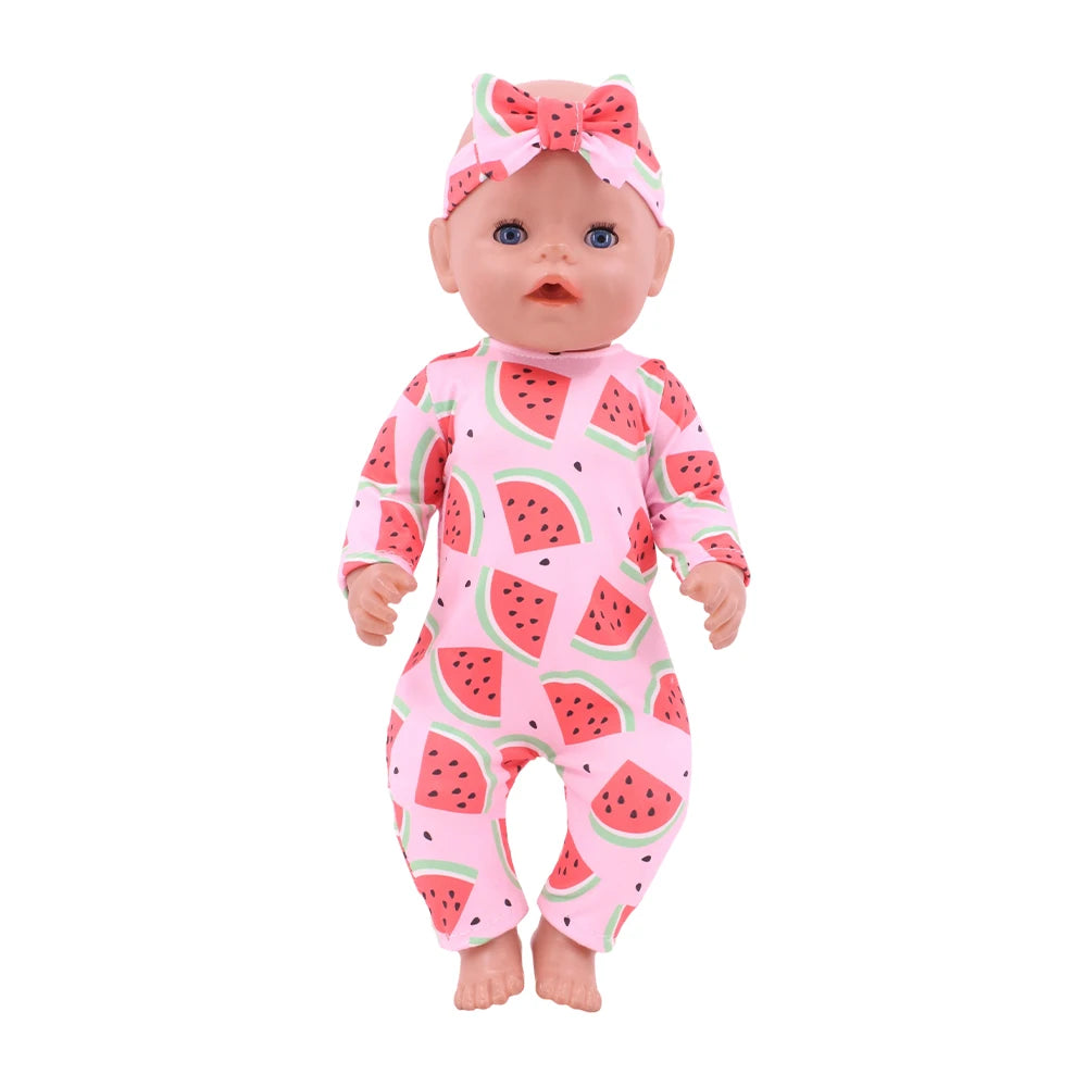 Doll Pajama Set With Unicorn Print For 43cm And 18 Inch Dolls