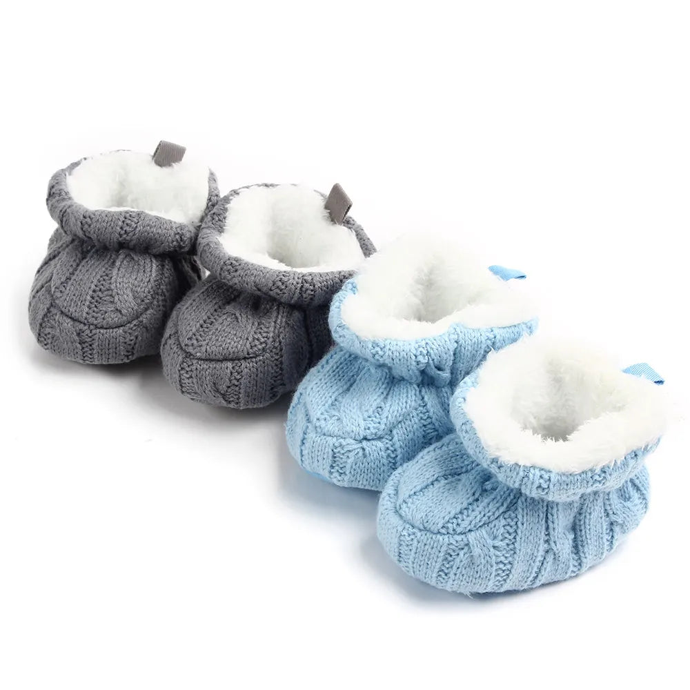 Baby Winter Shoes Knitted Fabric Soft Cotton Warm Infant Prewalking Shoes for Girls and Boys 0-12 Month Babies First Walking