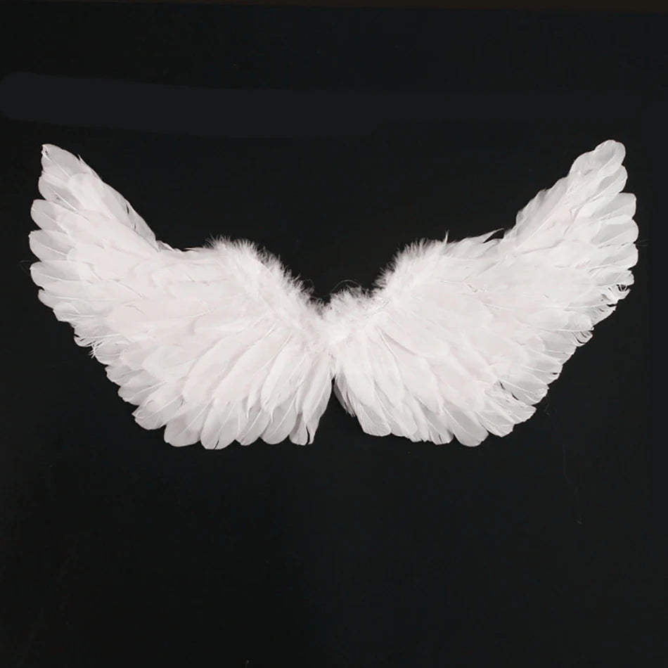 Faux Feather Angel Wings For Kids Halloween Cosplay Prop White Or Black Stage Accessory