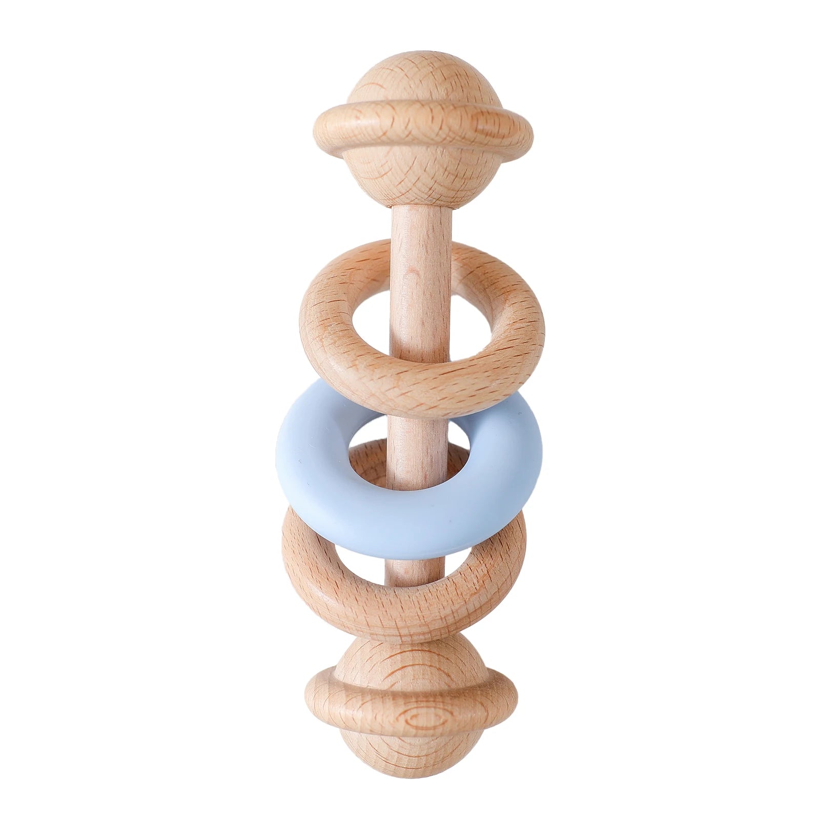 BPA Free Baby Toys Wooden Rattles Silicone Ring Rattles And Mobiles For 0 To 12 Months Sensory Toys Wooden Teether Gift