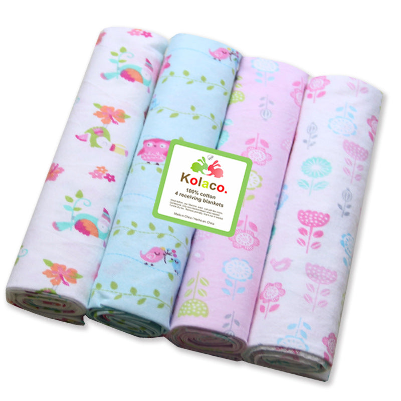 4pcs/pack 100% Cotton Receiving Baby Blanket Newborn 76x76cm Baby Bedsheet Supersoft Blanket Swaddle
