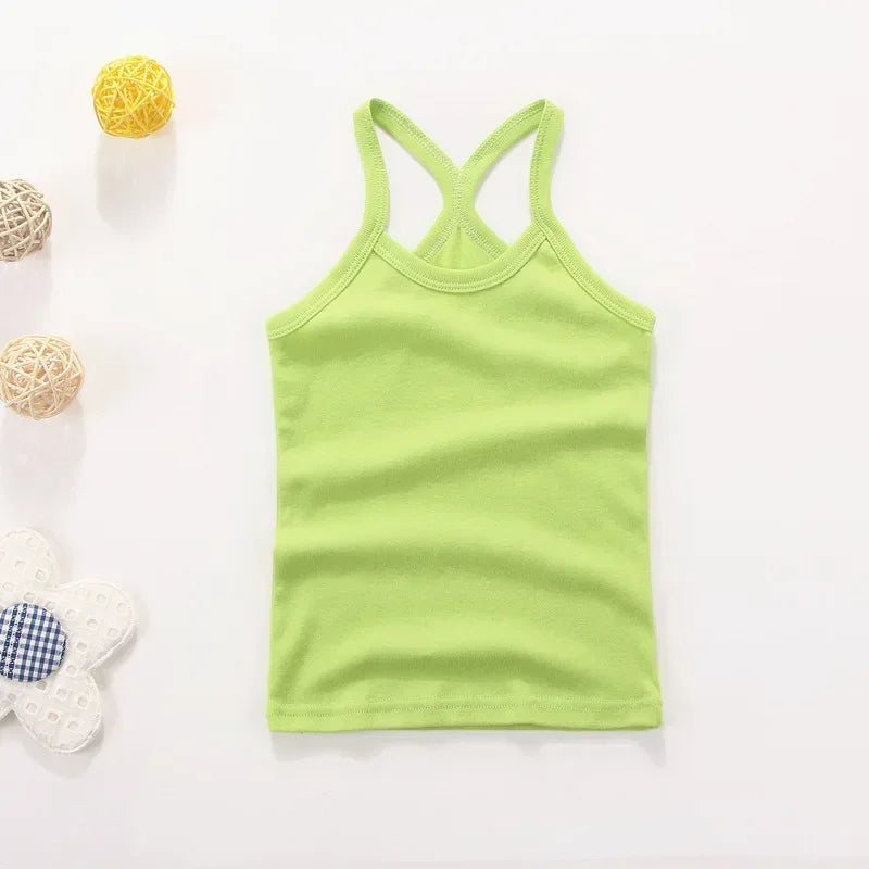 Kids Cotton Sleeveless Tank Top – Solid Colours, 2–11 Years