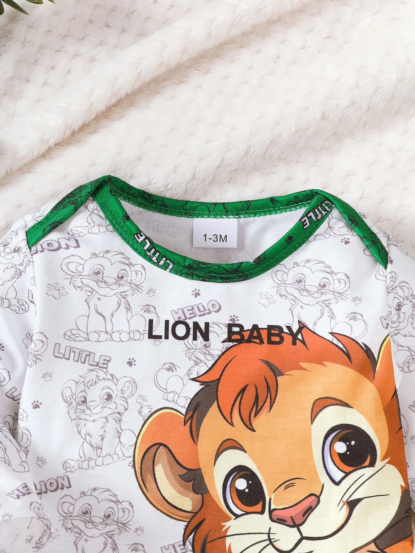 Newborn Boy Baby Set Cartoon Small Lion Print Long Sleeve Bodysuit and Pants 2Pcs/ Set for Boys 0-18 Months Spring  Autumn Set