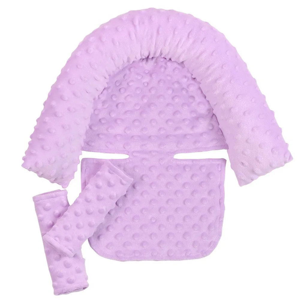 Baby Car Seat Head Support Pillow Must Haves Soft Dot Fleece 9 Colors Seat Belt Cover Baby Daily Travel Use Soft Protection Set