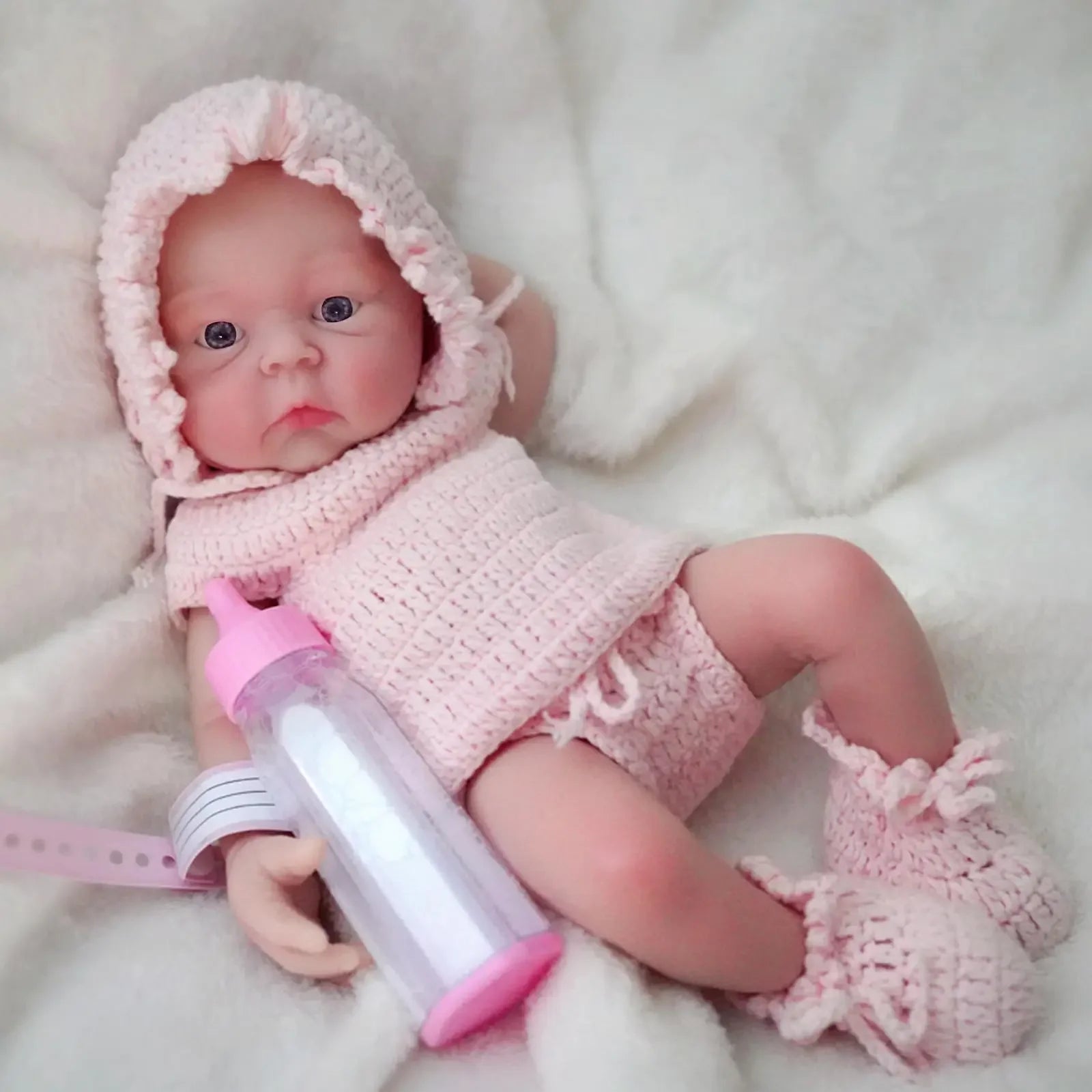 reborn baby dolls 12 inch Cute Full Body Soft Silicone Baby Doll Girl Lifelike Reborn babies pink clothes with Doll Accessories