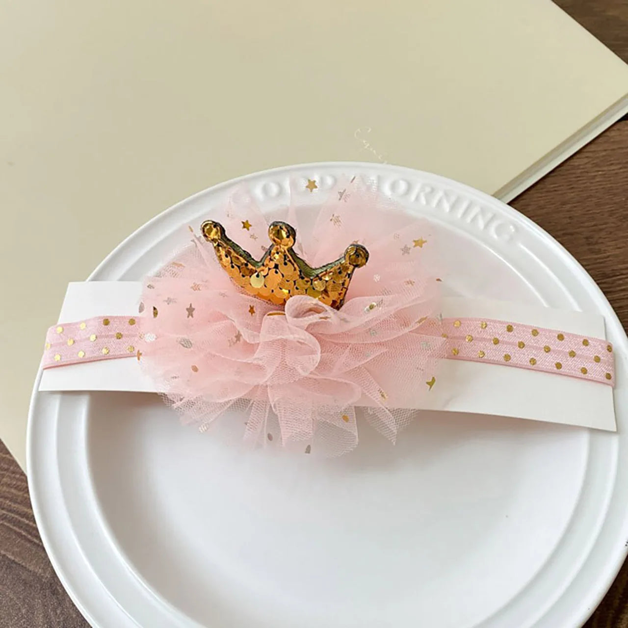 Baby Headbands Floral Lace Elastic Glitter Crown Stays Secure