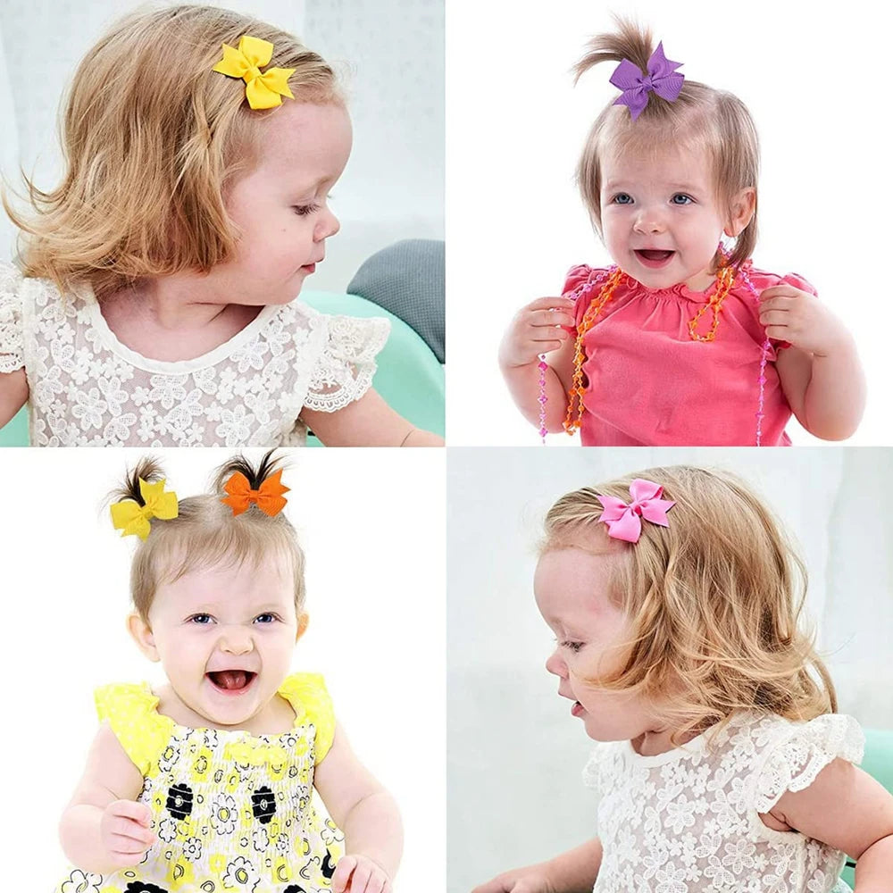 20PCS 2.2'' Baby Hair Clips Newborn Girls Fully Lined Tiny Hair Bows Alligator Clips for Infants Toddlers Photography Props