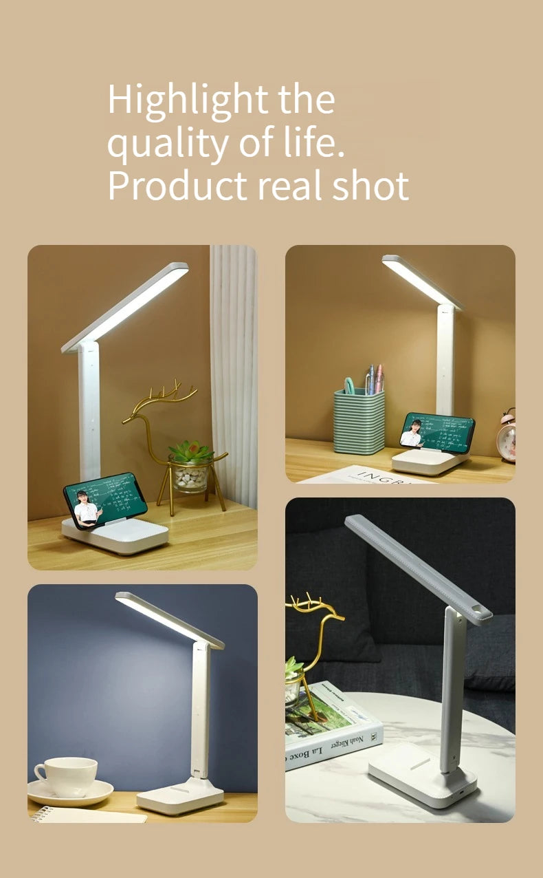 Plastic Desk Lamp With Eye Protection Foldable USB Dimming