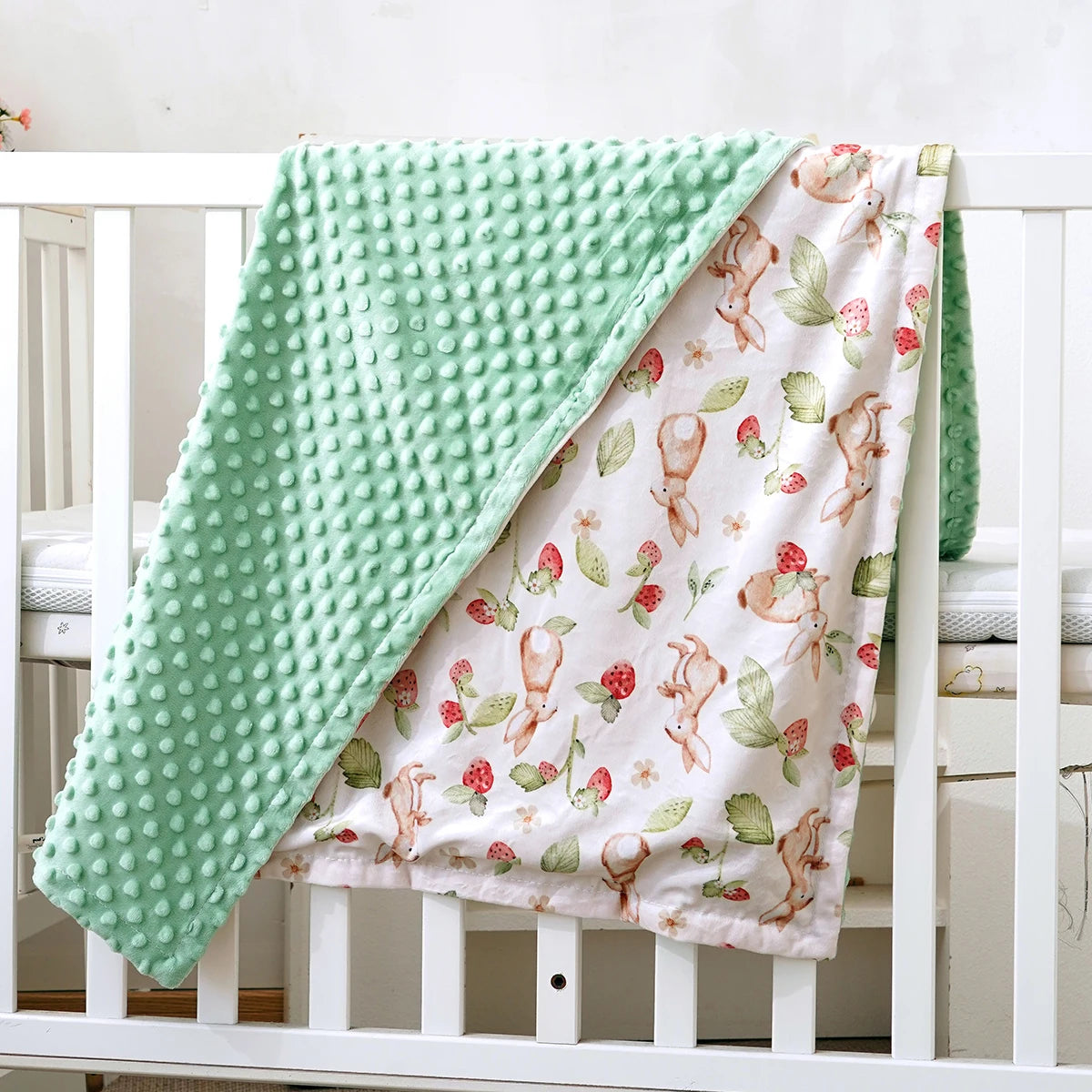 Soft Plush Minky Baby Blanket With Double Layer Dotted Backing 30 By 40 Inch Multicolor For Toddler Unisex